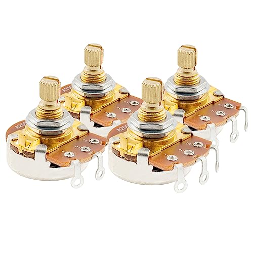 Musiclily Pro Brass Shaft Full Metric Size A250K Guitar Pots Audio Taper Potentiometers for Electric GuitarBass Set of 4