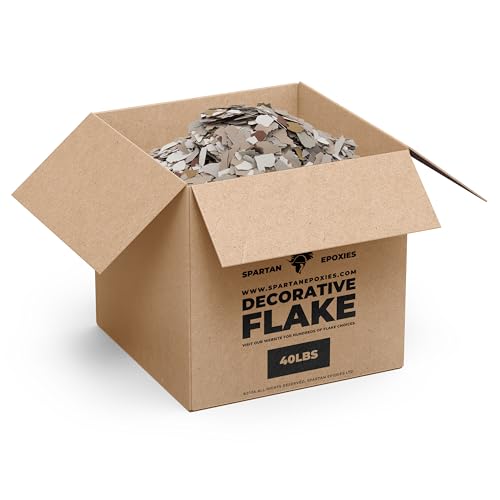 Epoxy Flake - 20lb and 40lb Boxes, Choose from 21 Blends Including Marble and Hybrid Flakes, USA Made, Ideal for Garages, Basements, Shops, and More Creekbed, 40lb Box