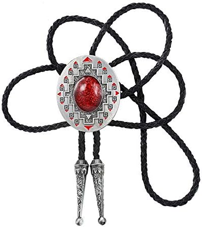 KDG Nature Agate Triangle Shape Western Cowboy Celtic Black Stone Bolo Tie Necktie For Men