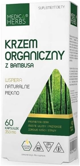 Medica Herbs - Organisches Silizium aus Bambus - Bambus - natürliche Schönheit - strahlender Teint - kräftige Haare und Nägel - gesunde Knochen und Gelenke - 60 Kapseln - Nahrungsergänzungsmittel