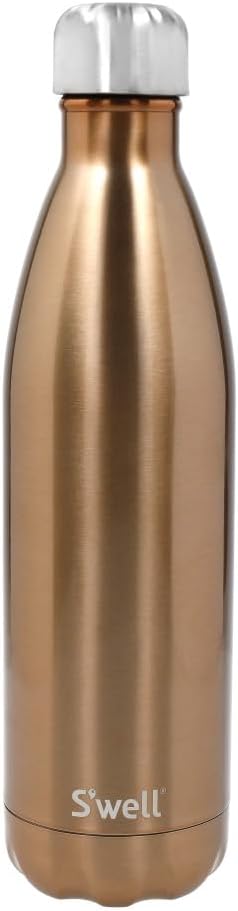 S'well Stainless Steel Reusable Water Bottle, 750ml, Pyrite, Triple-Insulated and Leak-Proof Drinking Bottle for Hot and Cold Beverages up to 48h Cold/24h Hot, Gold