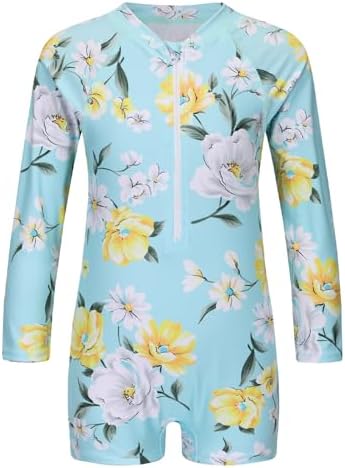 Girls One Piece Rash Guard Swimsuits for Girl Long Sleeve Bathing Suits with UPF 50 Sun Proctection Sunsuits 3-16 Years