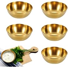 5 Pcs Gold Stainless Steel Sauce Dip Bowls,Mini Individual Saucers Bowl Round Seasoning Dishes Sushi Dipping Bowl Appetizer Plates