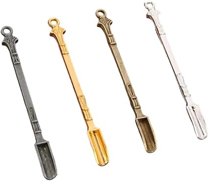 4 PCS Mini Shovel Spoon Set, Tiny Spoon for DIY Craft, Snuff Spoons Decorative Pendants Keychains, Multicolor