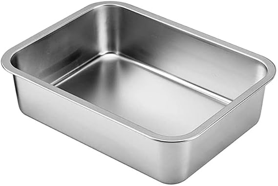 Stainless Steel Cat Litter Box - Non-Stick Smooth Surface, Easy Clean, Durable Design, 15.6" L x 11.6" W x 3.9" H