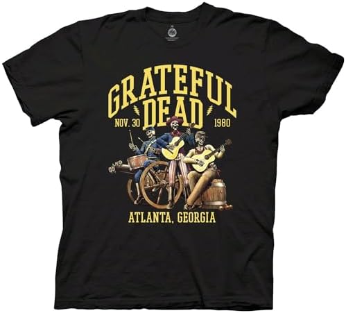 Ripple Junction Grateful Dead Mens Short Sleeve T-Shirt Atlanta Georgia 1980 Fox Theater Southern Skeleton Official Licensed