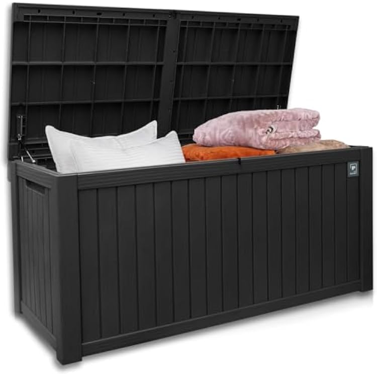 Heavy Duty Storage Box,180 Gallon Black Outdoor Storage Box is Made of Resin for Outdoor, Patio or Indoor Use.