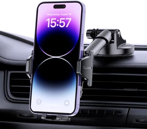 Car Phone Holder Universal Phone Holders For Your Car Windshield Easy Installation Phone Mount for Car Adjustable Strong Suction Car Accessories Fit for 4.7-7.2 inch phones & GPS