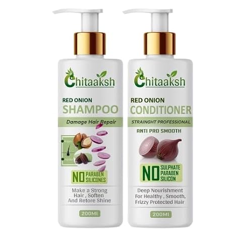 Red Onion Seed Oil Shampoo & Conditioner Kit Strengthens & Nourishes Hair with Black Seed Oil & Pro-Vitamin B5, 200ml (set of 2)