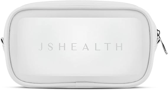 JSHealth Travel Toiletry Bag for Vitamins, Skincare, Makeup & More, White