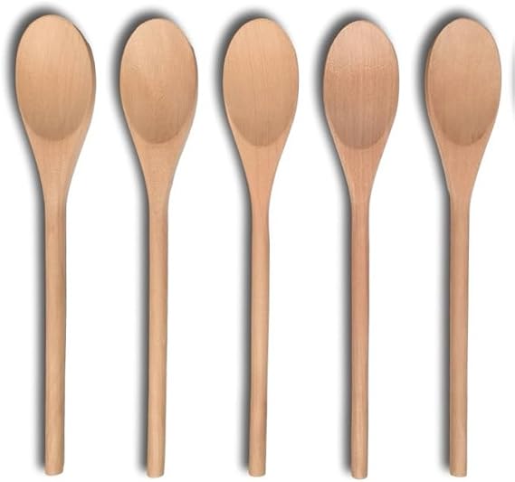 5 PCS Wooden Spoons for Cooking, 12 inch Soup Spoons for Eating, Mixing Stirring Tasting Food, long handle Spoon for Cooking and DIY