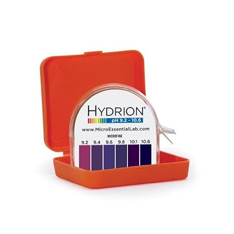 Micro Essential Hydrion MicroFine MF-1610 Short Range Double Roll pH Test Paper Dispenser with 0.2 & 0.3 pH Graduations & Colorimetric Chart, 9.2-10.6 pH Range (Case of 10)