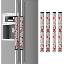 4 PCS Red Sparrows Butterflies and Cherry Blossoms Refrigerator Door Handle Covers Kitchen Appliances Gloves for Microwave Dishwasher Fridge Door Cloth Protector Covers