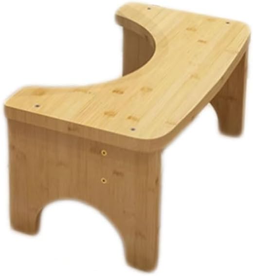 Squatting Toilet Stool, Bamboo Toilet Pedal Stool, Small Portable Bathroom Stool with Anti-slip Pads Used to Relieve Bowel Movement Discomfort Toilet Squatting(Original wood colour)