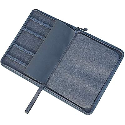 erofa 48 Slots Gray Fountain Pen Case, Canvas Pen Holder Display Pouch Bag Storage Large Capacity Water Resistant