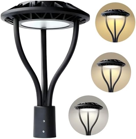 OSTEK Led Post Top Pole Lights with Dusk to Dawn Photocell 20W30W40W60W Selectable, 3000K4000K5000K CCT Tunable Outdoor LED Circular Garden Yard Area Lights for Pathway Light Fixture IP65