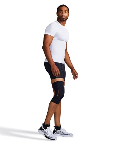 Tommie Copper Core Compression Infrared Knee Sleeve, Unisex, Men & Women, 4D Stretch Infrared Infused, Self-Warming Sleeve for Muscle Support & Stability - Black - Small