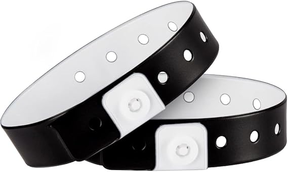 Ouchan Plastic Wristbands Black 100 Pack, Viny Wristbands for Events