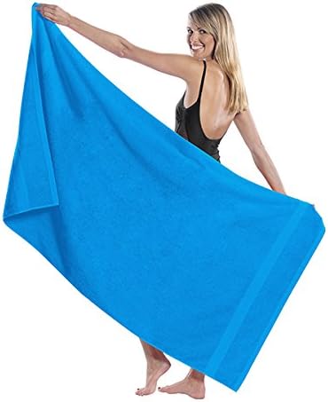 King Size Dobby Hem Terry Beach Towel (Aqua)