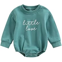 Baby Girl Boy Crewneck Sweatshirt Bubble Romper Little Love Long Sleeve Onesie Valentines Day Outfit Fall Clothes