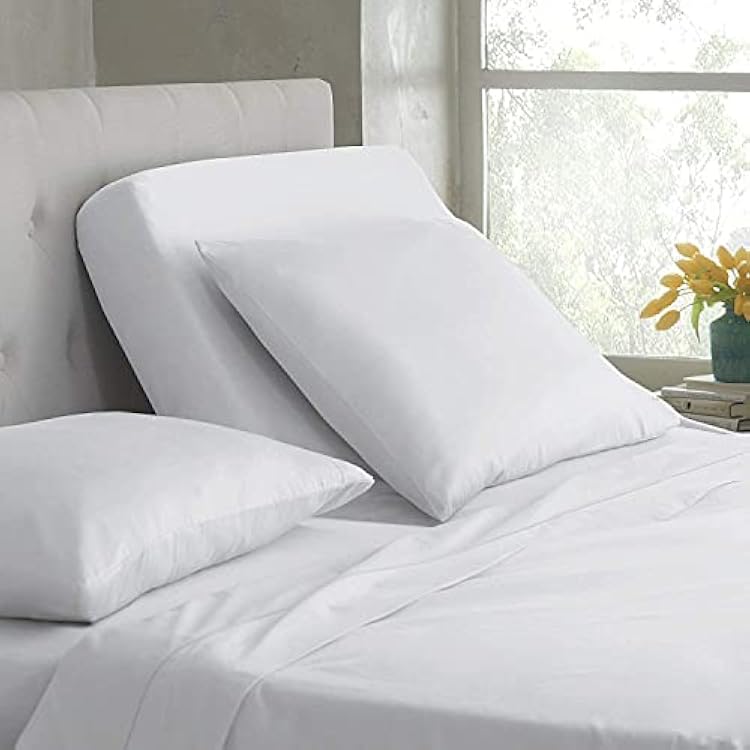 Split Head Flex King Sheet Set for Adjustable Bed, Half Split 4-PC 100% Egyptian Cotton, 600-Thread-Count - 39 Split at Top, Soft Sateen Weave - 21-Inch DEEP-Pocket - |King, White Solid|