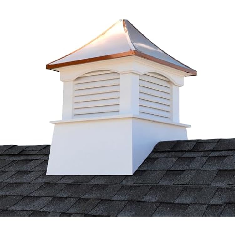 Good Directions Coventry Vinyl Cupola with Pure Copper Roof - Maintenance-Free Solid Cellular PVC, Reinforced Louvres, 26 x 35, Quick Ship, for Roof Ventilation and Curb Appeal