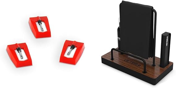 Victrola 3 Pack Turntable Replacement Needles for Various Record Players, White & 'The Kit' - A Vinyl Cleaning Kit, Doubles as a Stand