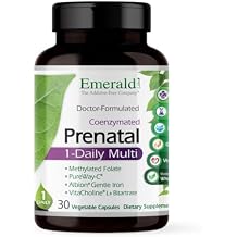 Emerald Labs Prenatal 1-Daily Multi - Prenatal Multivitamin with Methylated Folate, Iron, Whole-Food Blend & More - Soy-Free, Gluten-Free - 30 Vegetable Capsules
