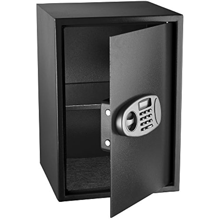 AdirOffice Security Safe with Digital Lock - Electronic Digital Security Safe Box Steel Construction - Ideal for Storage of Cash, Documents, Jewelries and More - 2.32 Cubic Feet, Black