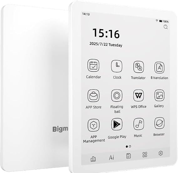 Bigme B6 eReader with B/W Display, 6 Inch E-Ink eBook Readers Android e-Readers ePaper Tablet with 4GB+64GB, Octa Core & Android 14 OS, Eink eReader Device with Adjustable Front Light White