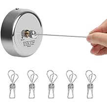 Stainless Steel Retractable Clothesline, Coolrunner 9.2ft Retracting Clothes Line Indoor Outdoor Heavy Duty Shower Line with 5 Stainless Steel Clothespins