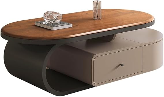 tea table Extendable Oval Coffee Table for Small Spaces, Modern Minimalist Walnut Finish, Stylish and Functional Living Room Tea Table, Perfect for Home Use tea tables living room