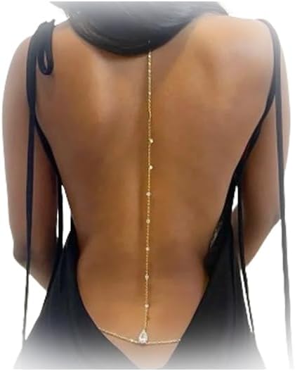 Sexy Rhinestone Back Chain Necklace for Backless Dress Bridal Wedding Rhinestone Backdrop Chain Jewelry Crystal Simple Waist Chain Jewelry for Women