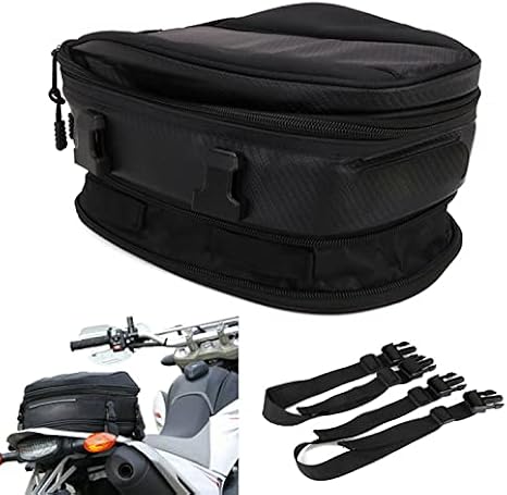 Motorcycle Tail Seat Bag Waterproof Luggage Bag Back Storage Bag Motorbike Saddle Bags Multifunctional PU Leather Bike Bag Sport Backpack,15 Liters