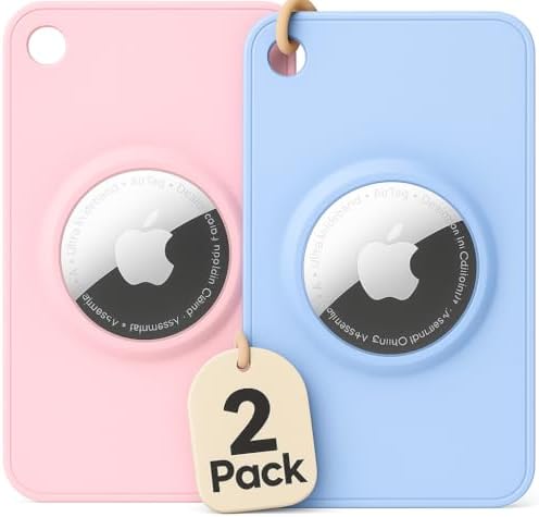 EVEOTM Apple AirTag Wallet Holder 2 Pack Ultra Thin Wallet AirTag Card Holder for Apple Tag | Secure Fit Air Tag Card for Carry AirTag Cardholder Apple AirTag Not Included Blue & Pink