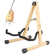 DIDA Guitar Stand, Wooden A-Frame Stands for Acoustic Guitar, Violin, Ukulele, Electric Guitar, Bass, and Cello with Non-Slip Padding for Home and Travel (Bamboo, Acoustic Guitar)