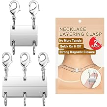Necklace Layering Clasp, Silver Plated Magnetic Necklace Separator & Extender, Double & Triple Chain Closure for Layered Necklaces, 2-Pack (Silver)