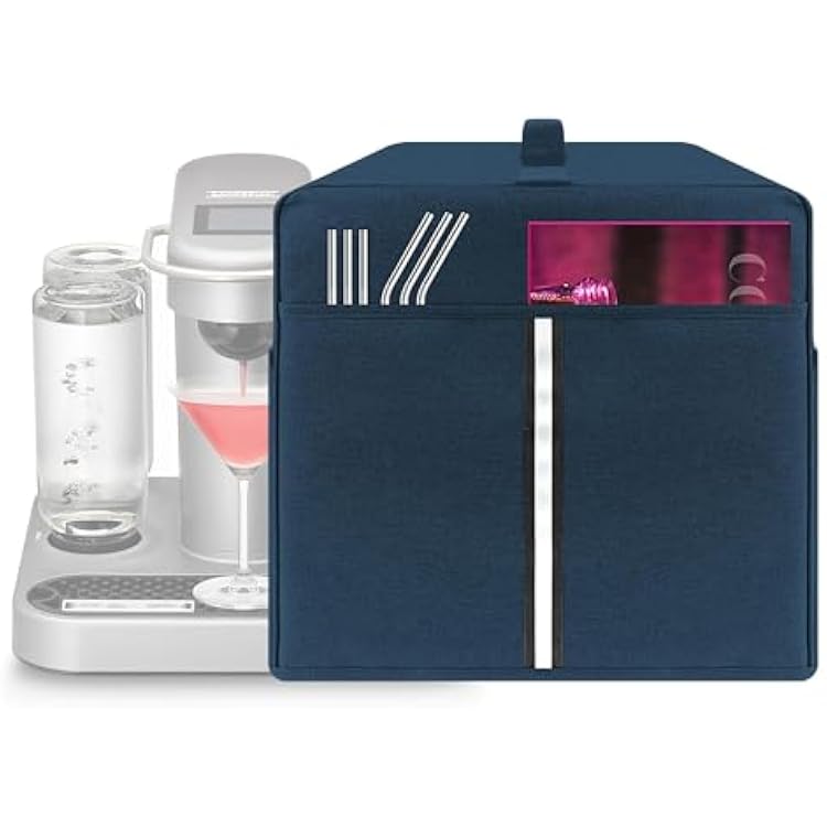 Cocktail Machine Protective Cover Compatible with Bartesian Cocktail Machine - Pockets to Store Bartesian Accessories - Bartesian Cocktail Capsules - Dark Blue
