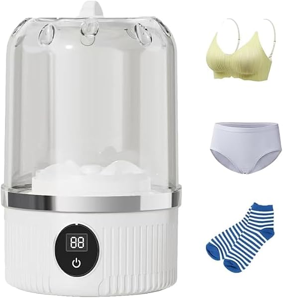 Underwear Washing Machine, Upgrade Mini Portable Washing Machine Rechargeable UnderwearHooporia Alarm Clocks for Bedrooms,Digital Alarm Clock with LCD Screen,Snooze,12/24H,Battery Ope
