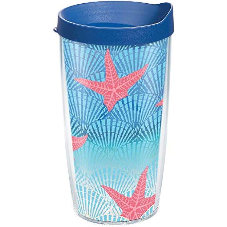 Tervis Ocean Life Dive Made in USA Double Walled Insulated Tumbler Travel Cup Keeps Drinks Cold & Hot, 16oz Classic, Beach Impressions