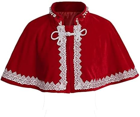 MyheroCos Red Velvet Christmas Cape with Trim Mrs Santa Claus Cape Collar Shawl Short Cloak Accessories