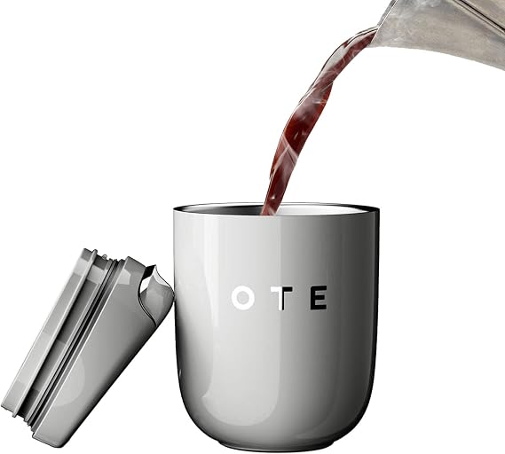 OTE Coffee Travel Mug, Double Walled Coffee Cup 220ml Vacuum Insulated Stainless Steel with Leakproof Lid, Reusable Coffee Cups, BPA-Free, Mini Thermal Mug/to Go Cups for Hot Cold Drinks, Gray