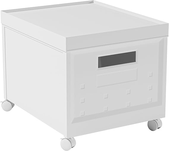 Techni Mobili Set of 2 Collapsible Stackable Rolling File Boxes with Lids and 10 Hanging Files, Portable Plastic Storage Organizer or File Cabinet with Wheels for Home or Office