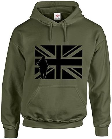 Star and Stripes British Army Union Jack Hooded Sweatshirts Army Military Green