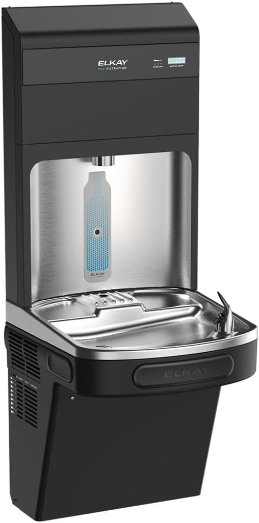Elkay Pro Filtration LZS8WSBPRO Bottle Filling Station | Single, ADA Cooler, Refrigerated, Black, Standard Lead Filtration