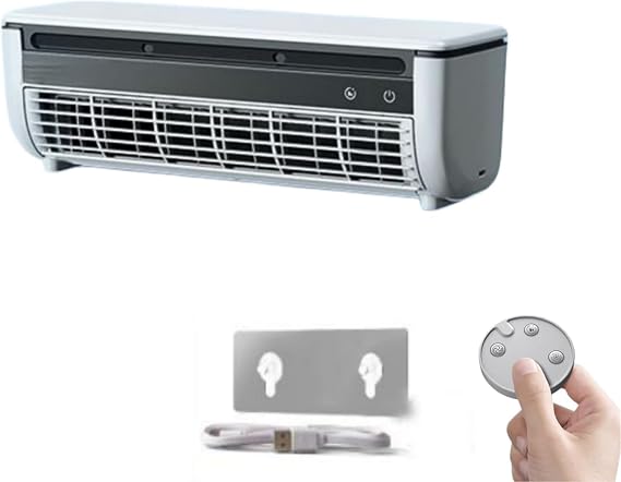 breeza max - breeza max Air Conditioner Fan Portable with Remote Control, USB Rechargeable, 3 Speed, for Kitchen & Bedroom, Gray