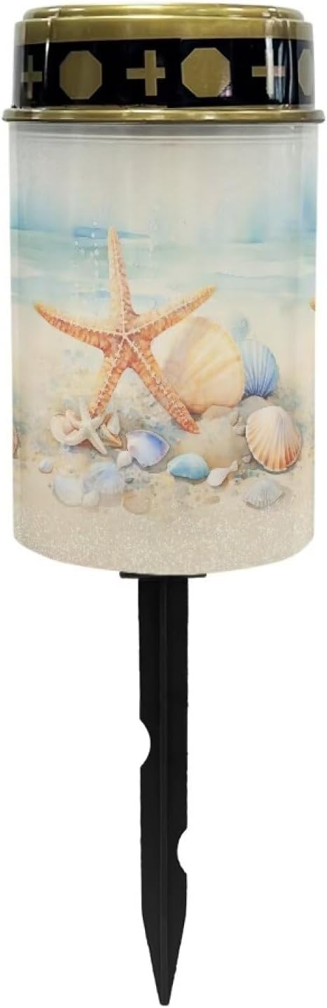 Starfish Light for Prayer Cemetery Solar Lights for Grave Cemetery Decor Candle Lamp Waterproof Solar Power Light Eternal Lights for Graves Cemetery Memorial Gift