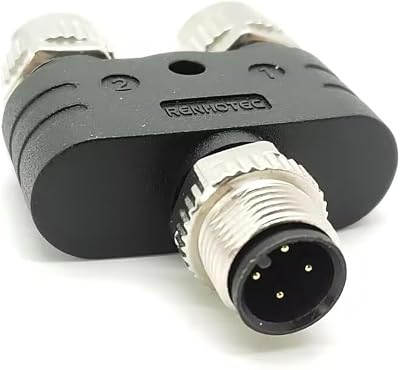 Elecbee M12 Y Connector 4 Pin Male to Female A Code Unshiled Adapter Waterproof Female to Male 4 Pin M12 Waterproof Connector 1