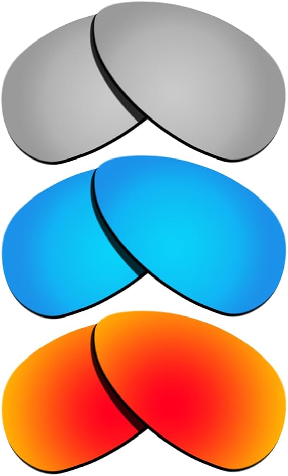 Silver&Ice Blue&Orange Red Mirrored Replacement Lenses for Oakley Crosshair S Polarized