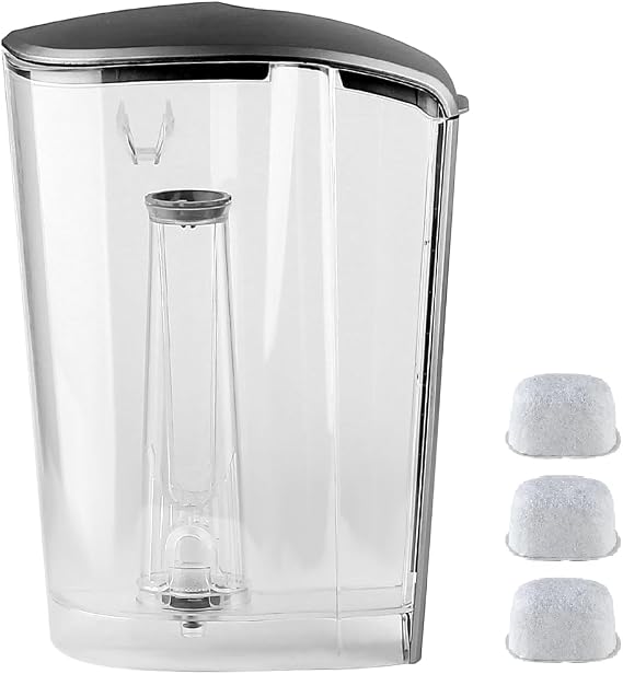 Replacement Part Water Reservoir with Water Filter Holder and 3 Charcoal filters,Compatible with Keurig K-Elite Coffee Maker Only (Brushed Silver)